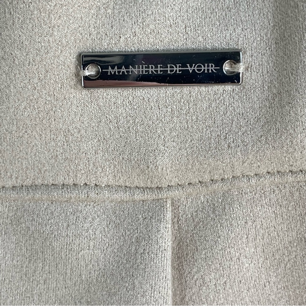 Maniere De Voir Edgy Cream Faux Suede And Leather leggings With Belts Size 6 - Picture 7 of 9